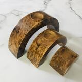 Triptych candle holders arcs wood