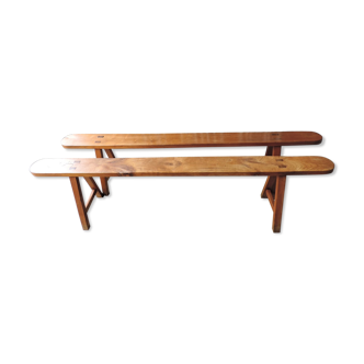Pair of old benches in cherry