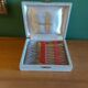 Box of 12 dessert forks in silver metal