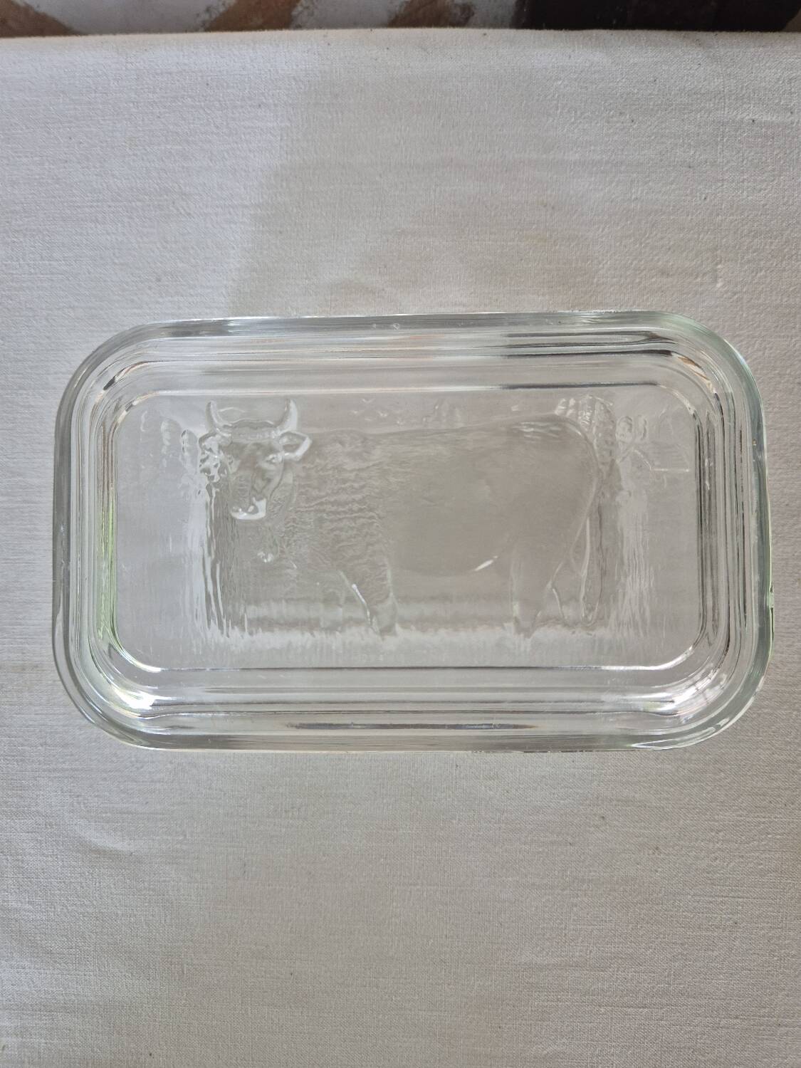Molded glass butter dish