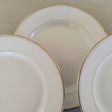 Old Earthenware Dinner Plates Hamage and Moulin des Loups White and Vintage Golden Fillet