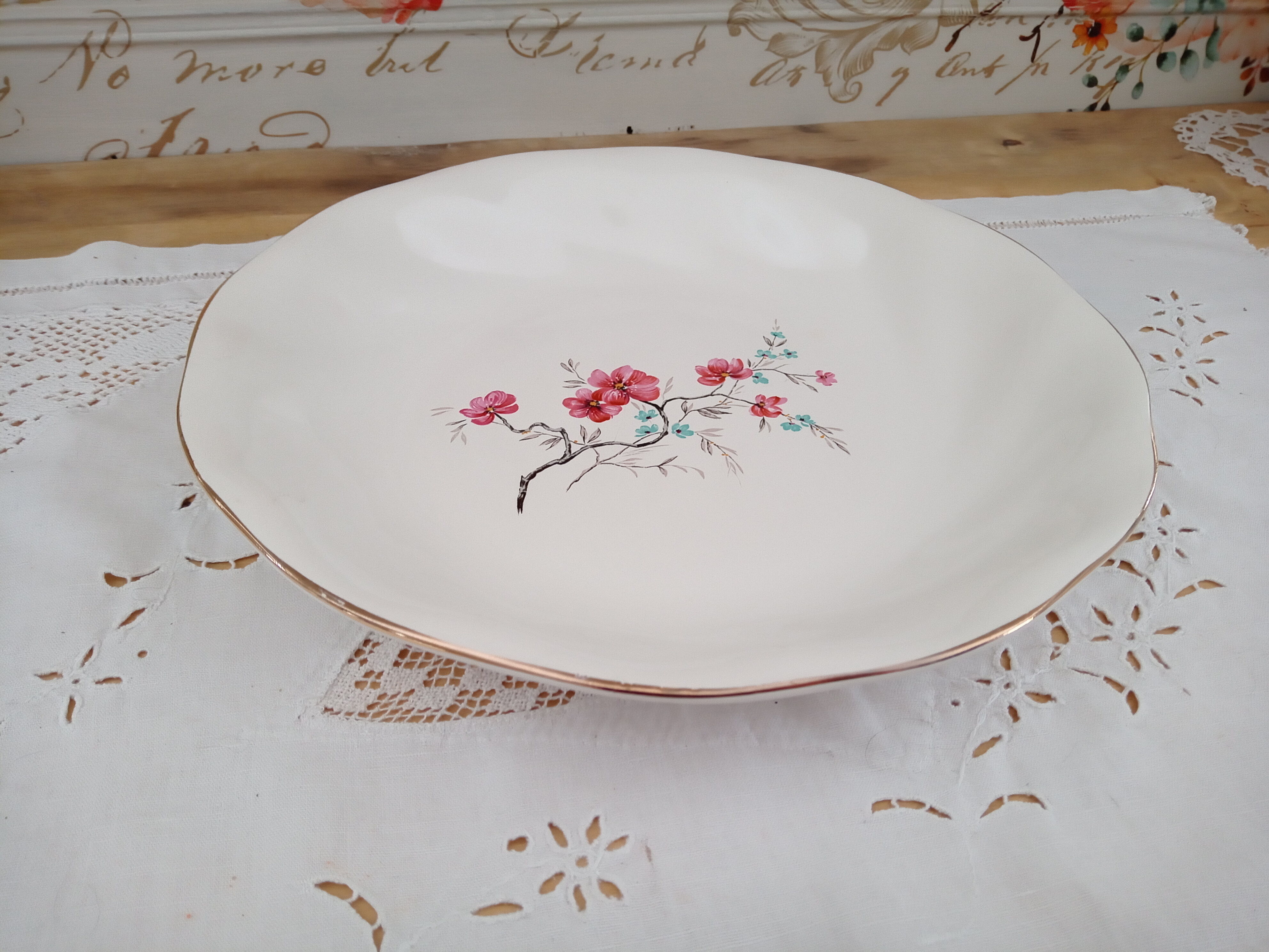 Round hollow dish in Salins earthenware, France, 2nd Polynesia model