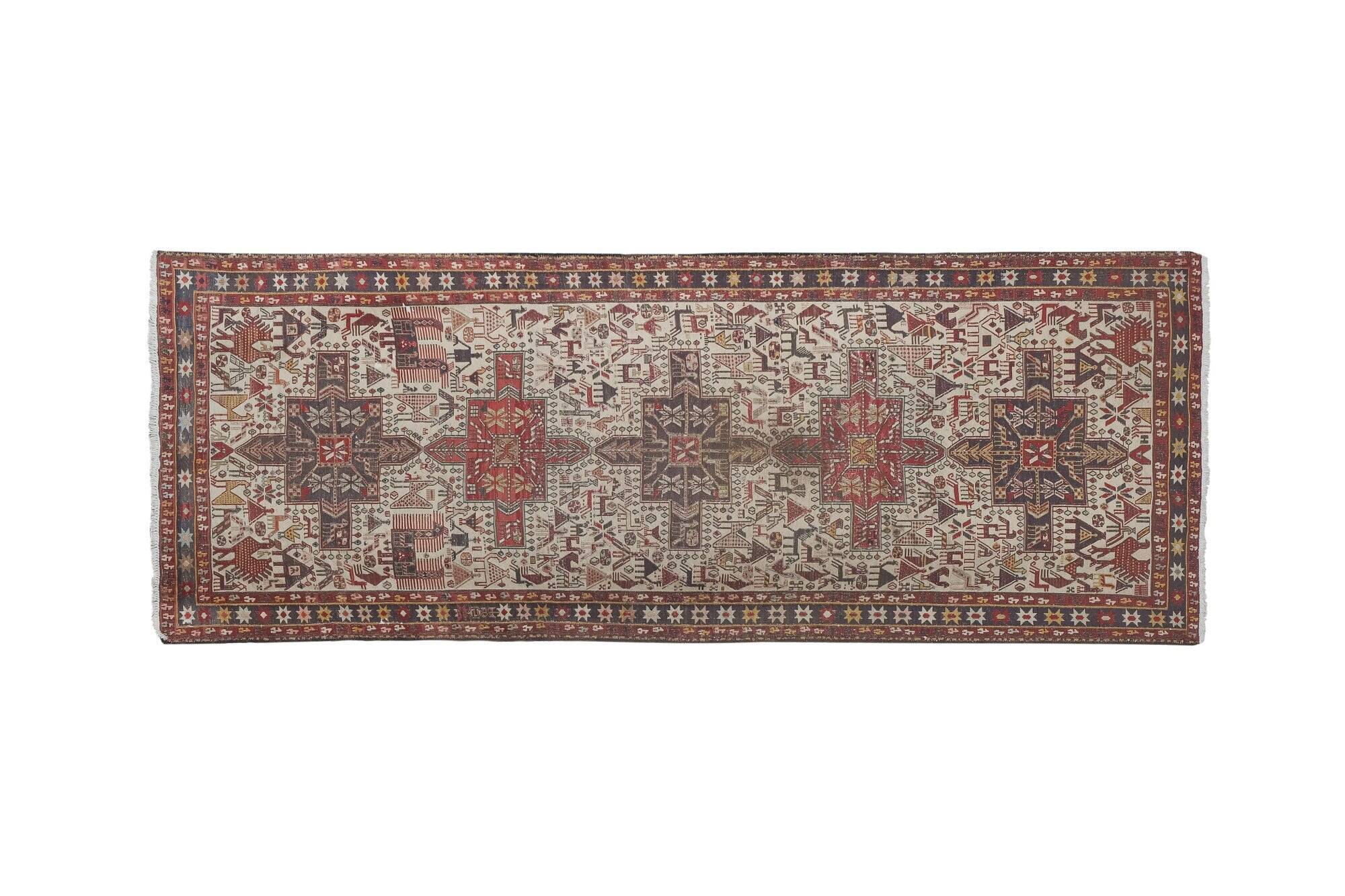 Vintage Turkish hallway rug 108x278 cm