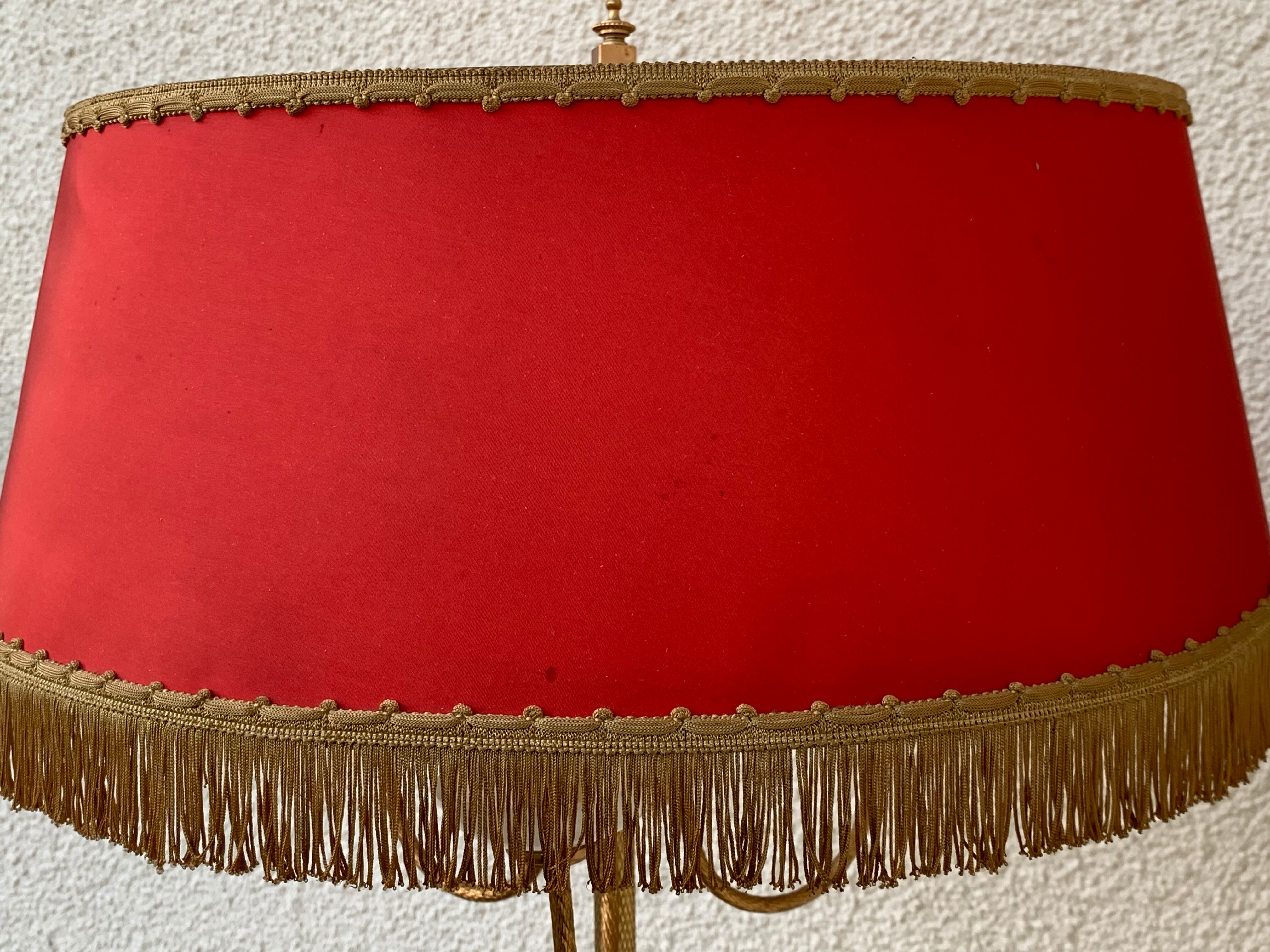 Vintage brass floor lamp in scale and opaline 1950