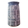 Original vase signed in blue purple glazed terracotta with pink motifs