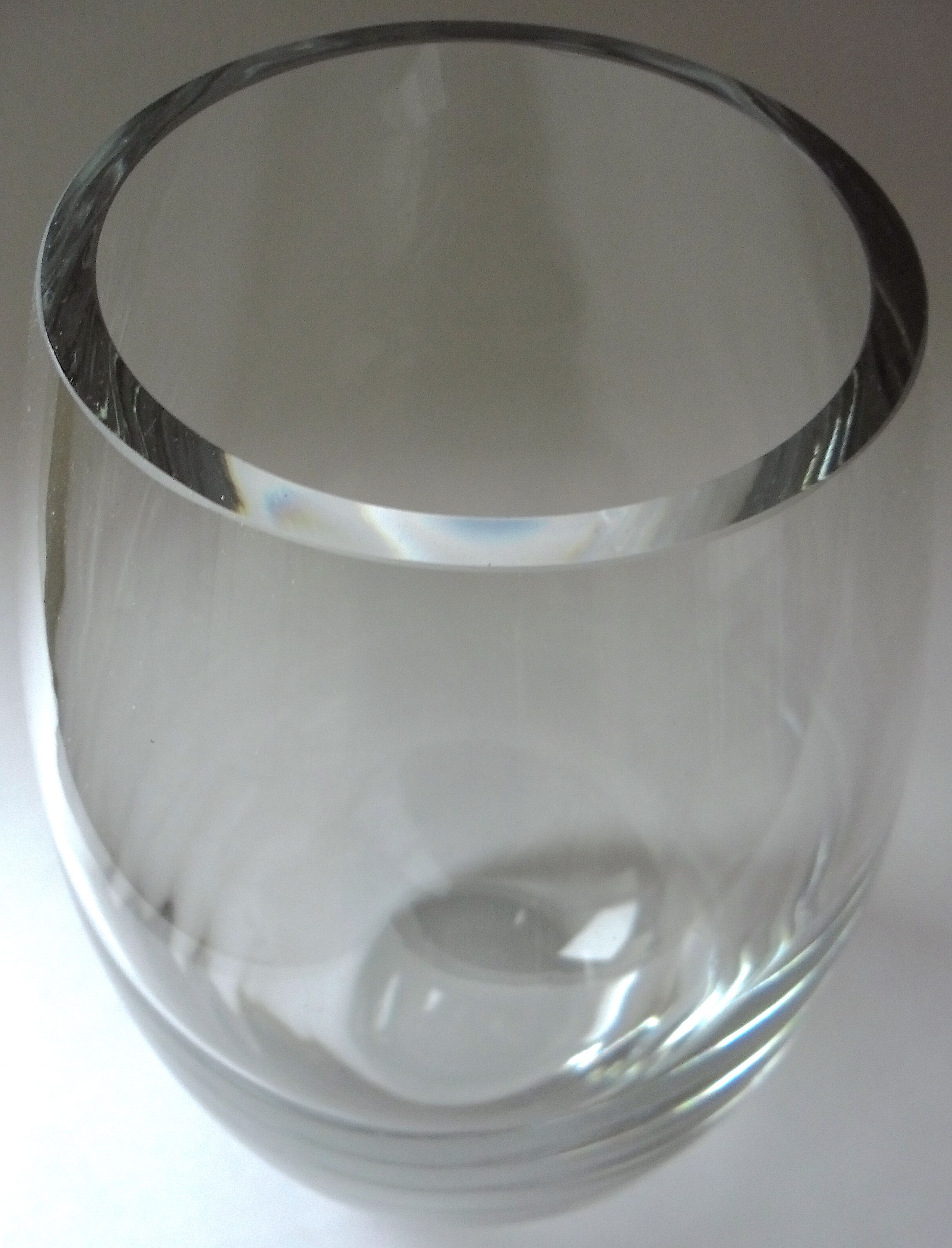 Contemporary elliptical colorless crystal vase by Krosno-Glassware