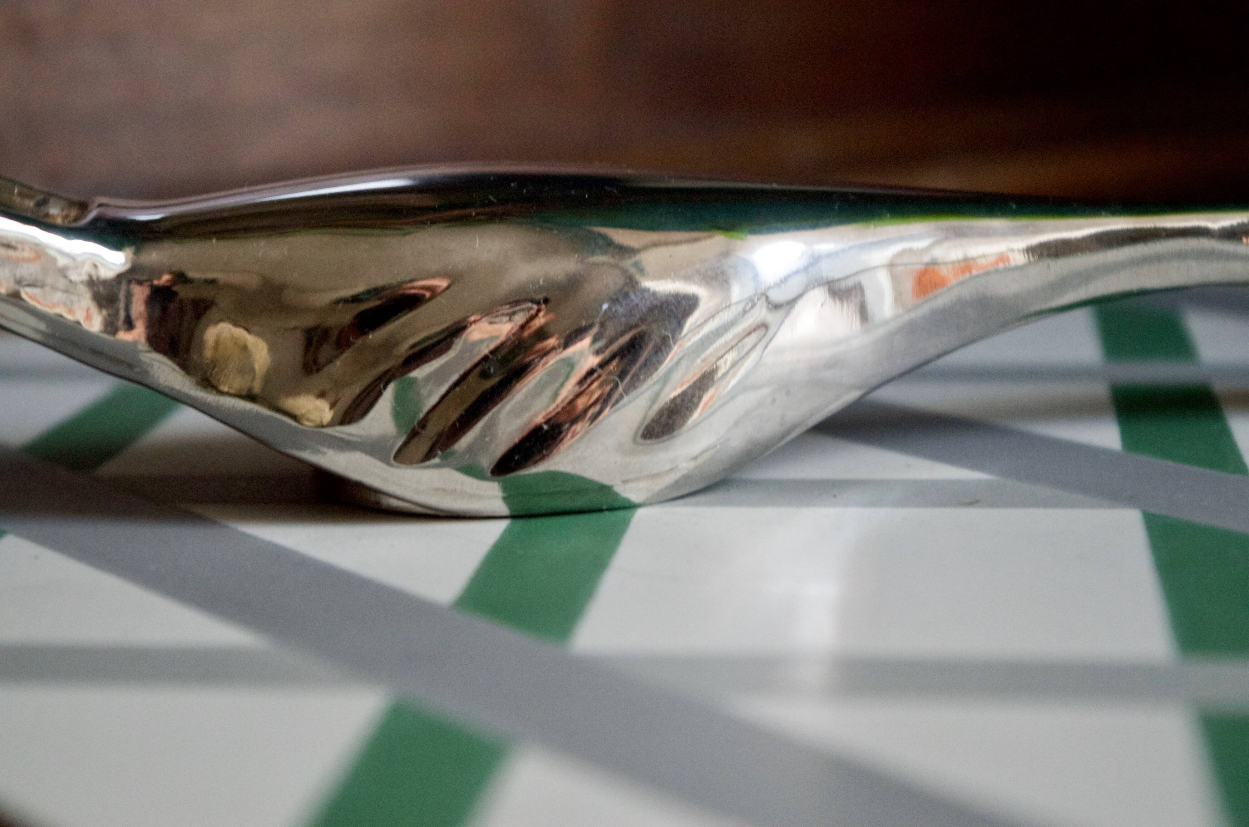 Vintage goose in flight bottle opener in silver metal