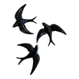 3 handmade ceramic swallows from the 60s