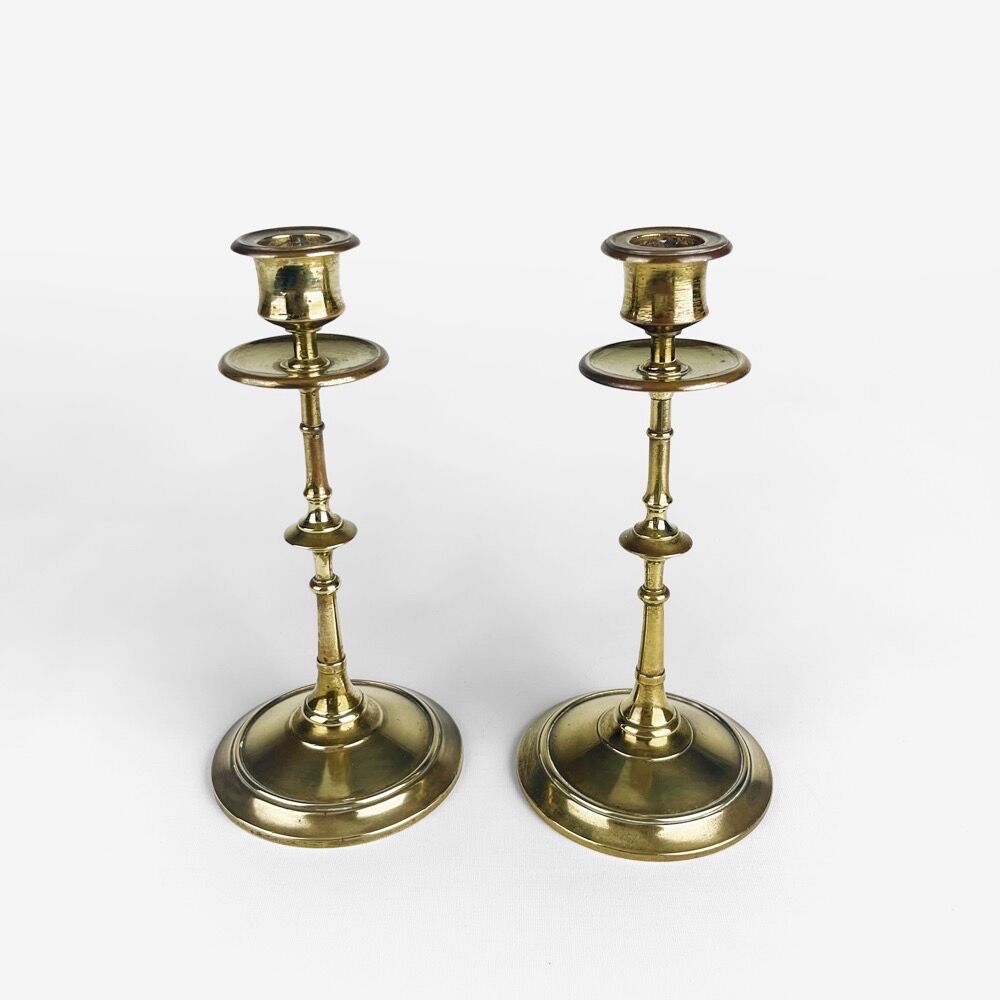 Pair of brass candle holders