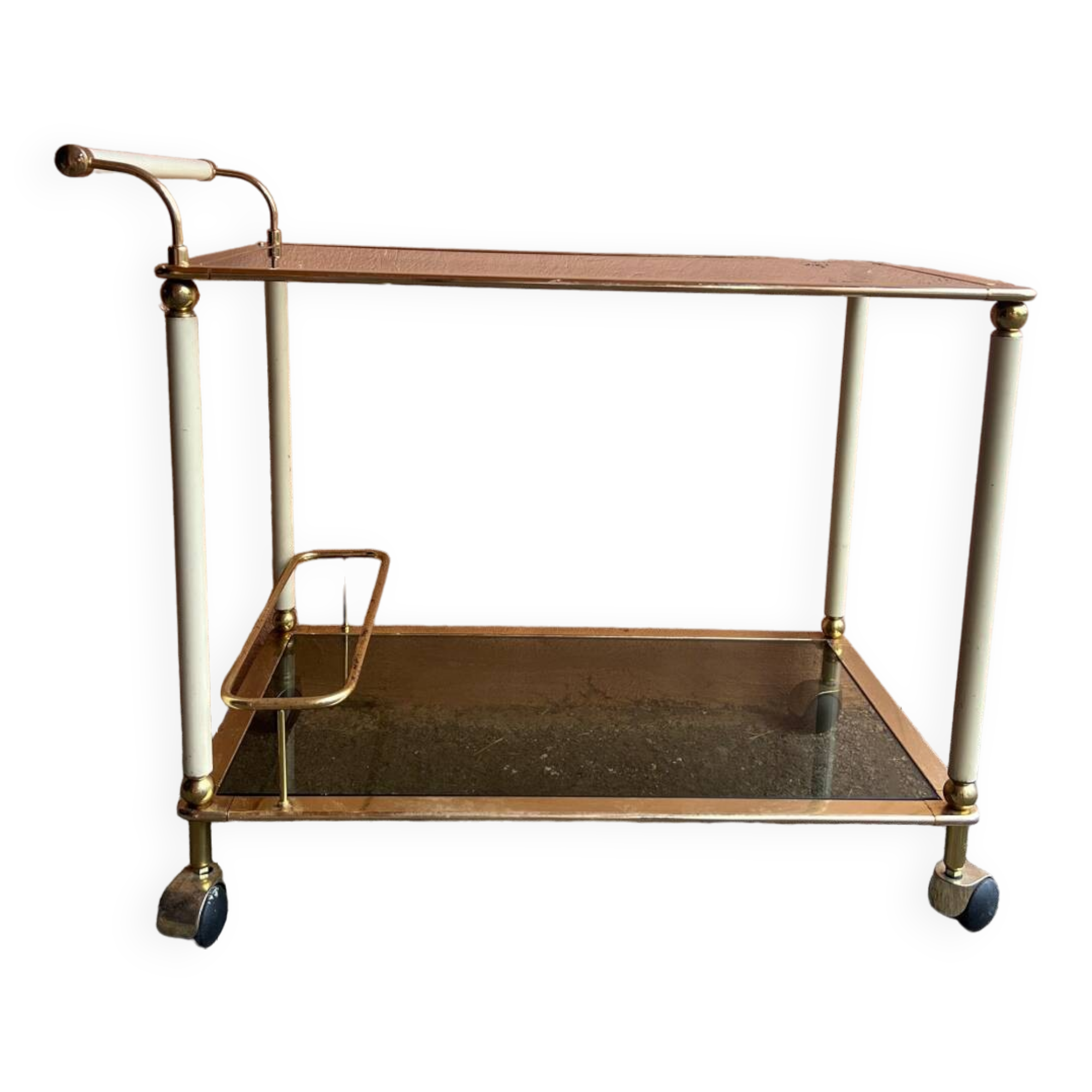 Table Chariot à Thé Ancienne En Chêne - Style Antique Avec Roulettes - Dimensions L785 X H750 X P680 Mm - Occasion Bon état