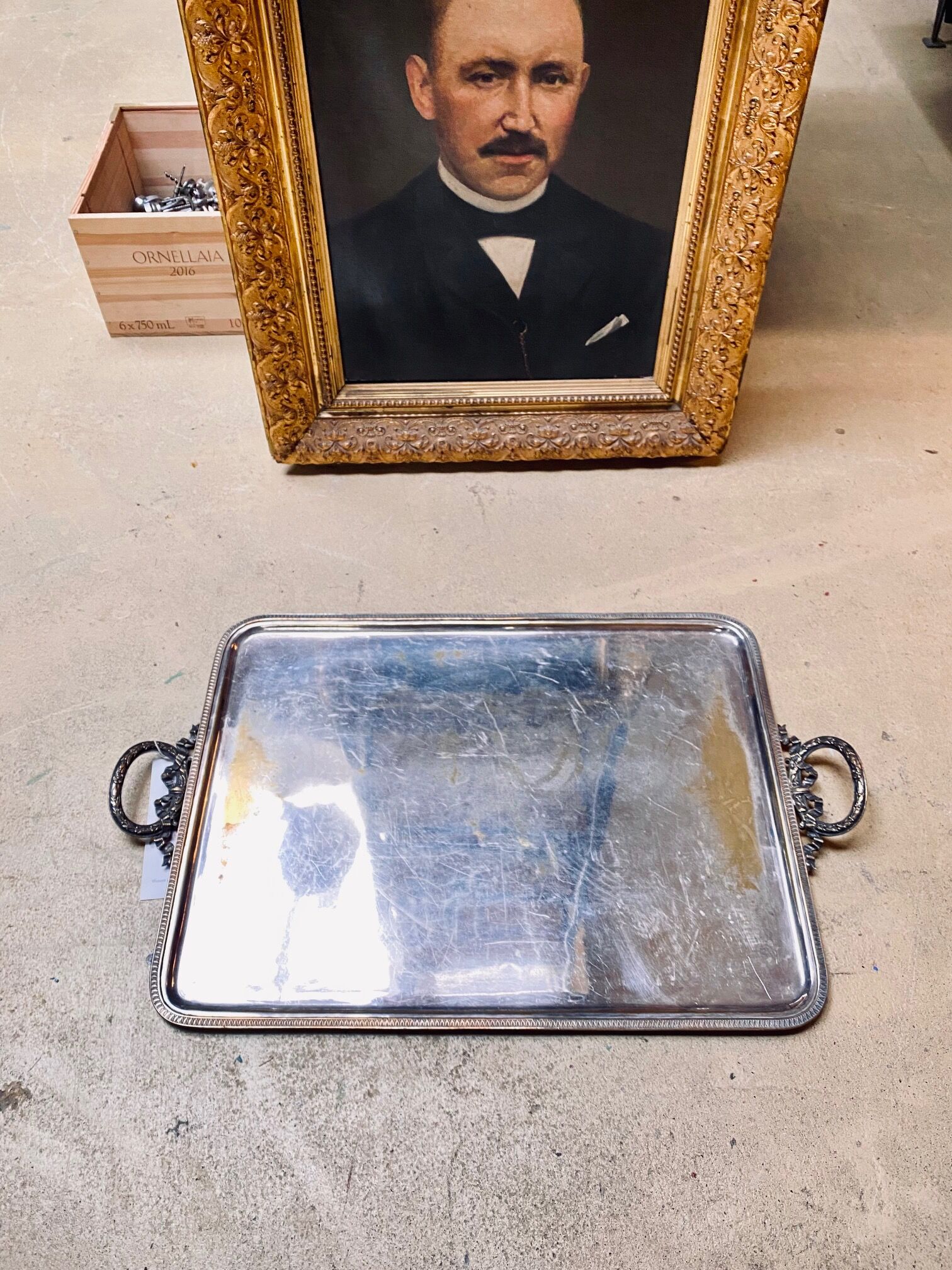 Silver serving tray