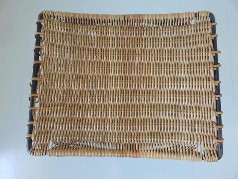 Raoul Guys stool for Airborne in wicker and metal 50s
