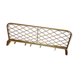 1950s Vintage  rockabilly wall mounted coat rack made of aluminium with a woven shelf wear hats Boho