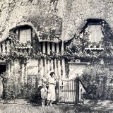 Georges lefebvre, old cottage, black and white photo, circa 1930. signed in ink