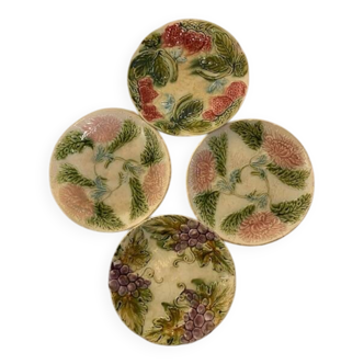 4 assiettes en barbotine d'Onnaing