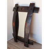 Brutalist vintage mirror in solid wood
