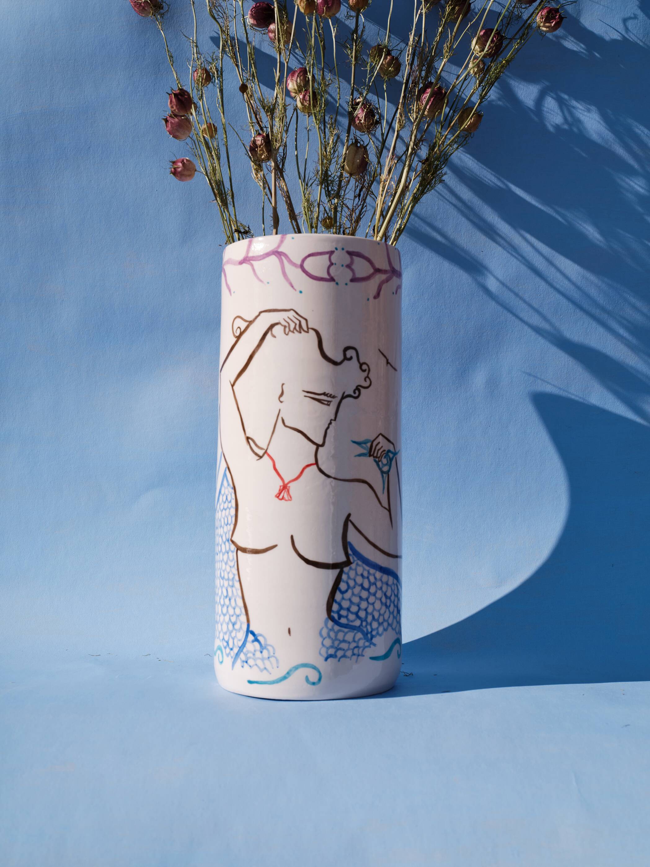 Siren & shell - ceramic vase
