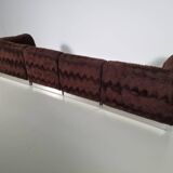 Vintage Italian chrome sectional sofa with faux fur, 1970s.