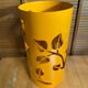 Orange Metal Cylindrical Design Umbrella Stand with Cut-Out Leaf Decoration #E2