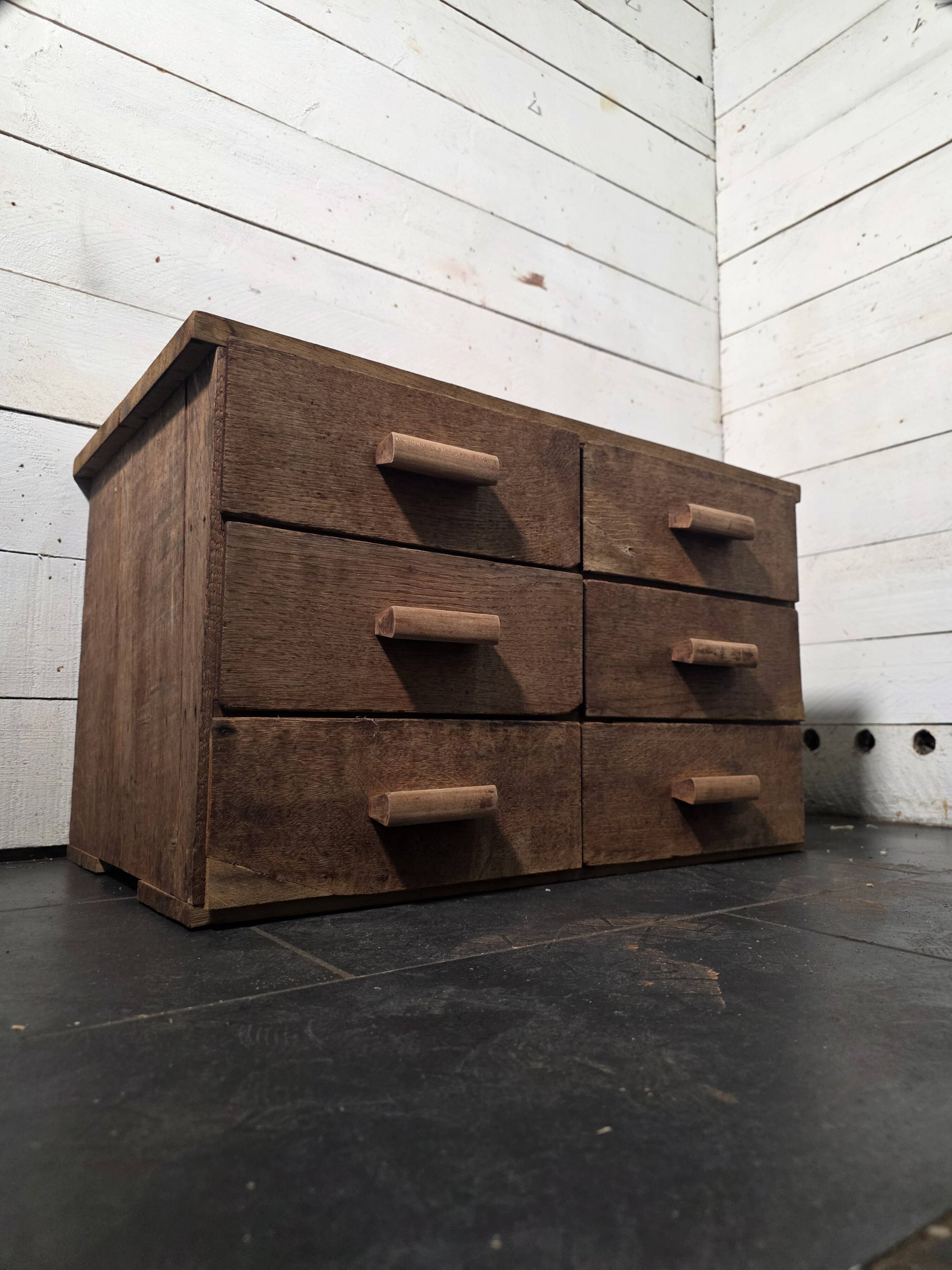 Antique workshop furniture with 6 drawers