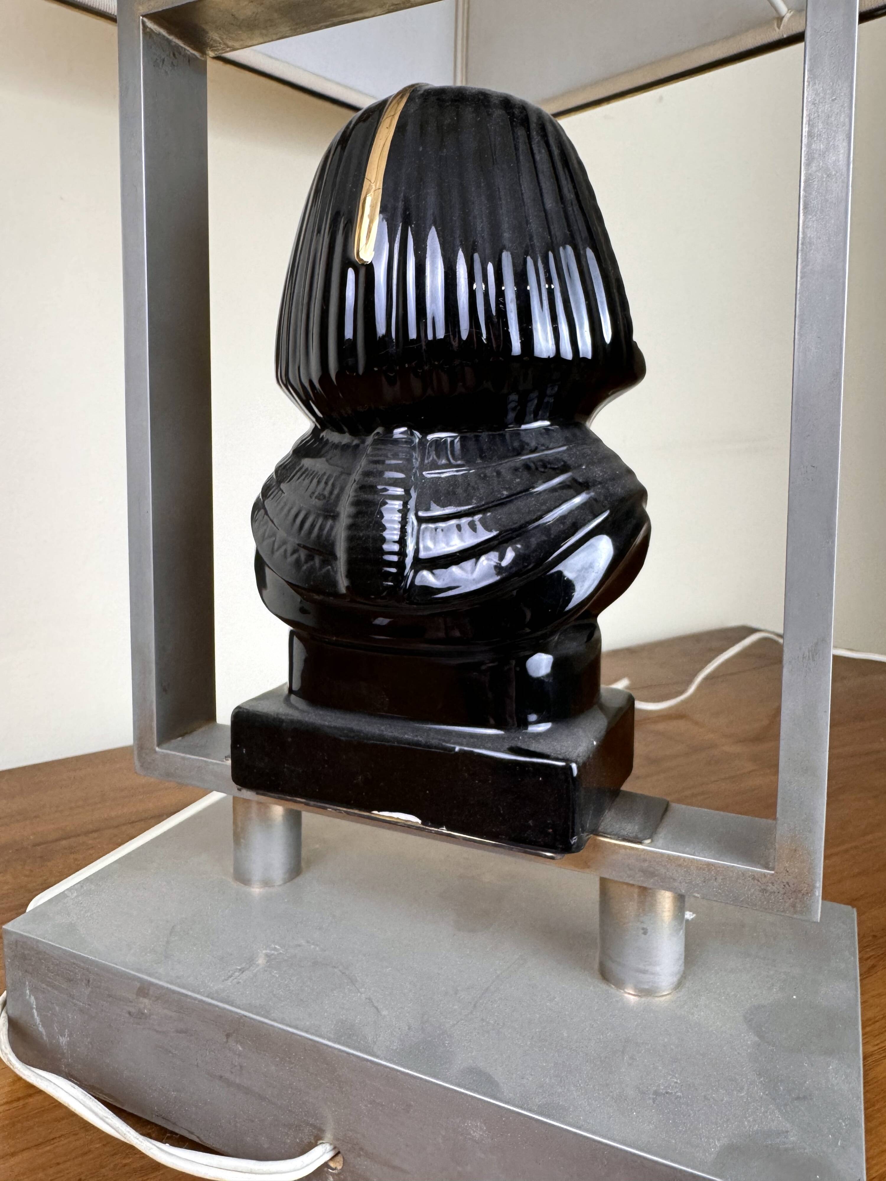 Ceramic desk lamp signed Paolo Traversi Italy circa 1975-1980