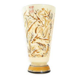 VINTAGE 1950 GLASS VASE SIGNED DOMEC FRANCE 50S 50'S ROCKABILLY 1950S