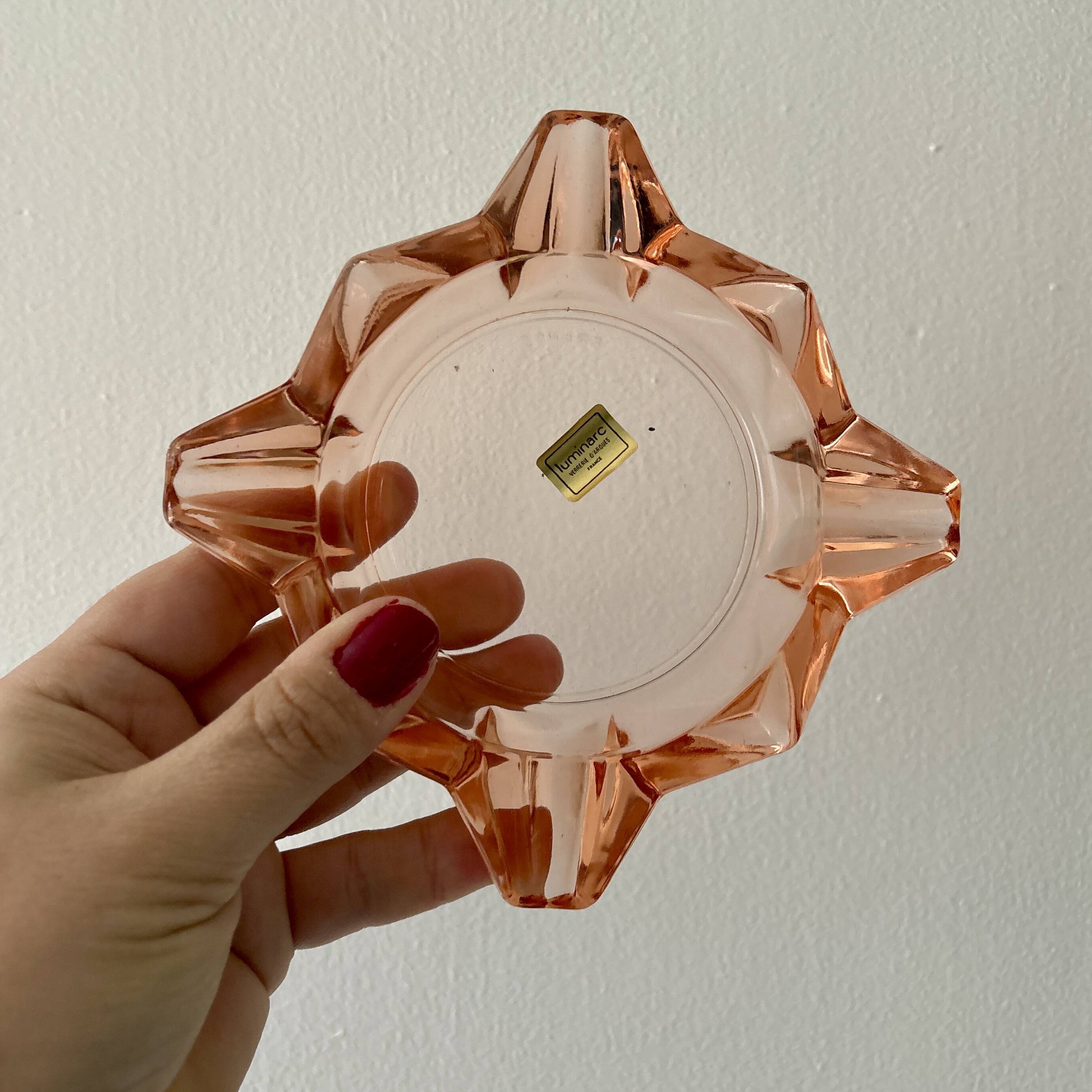 Vintage Luminarc ashtray in pink glass