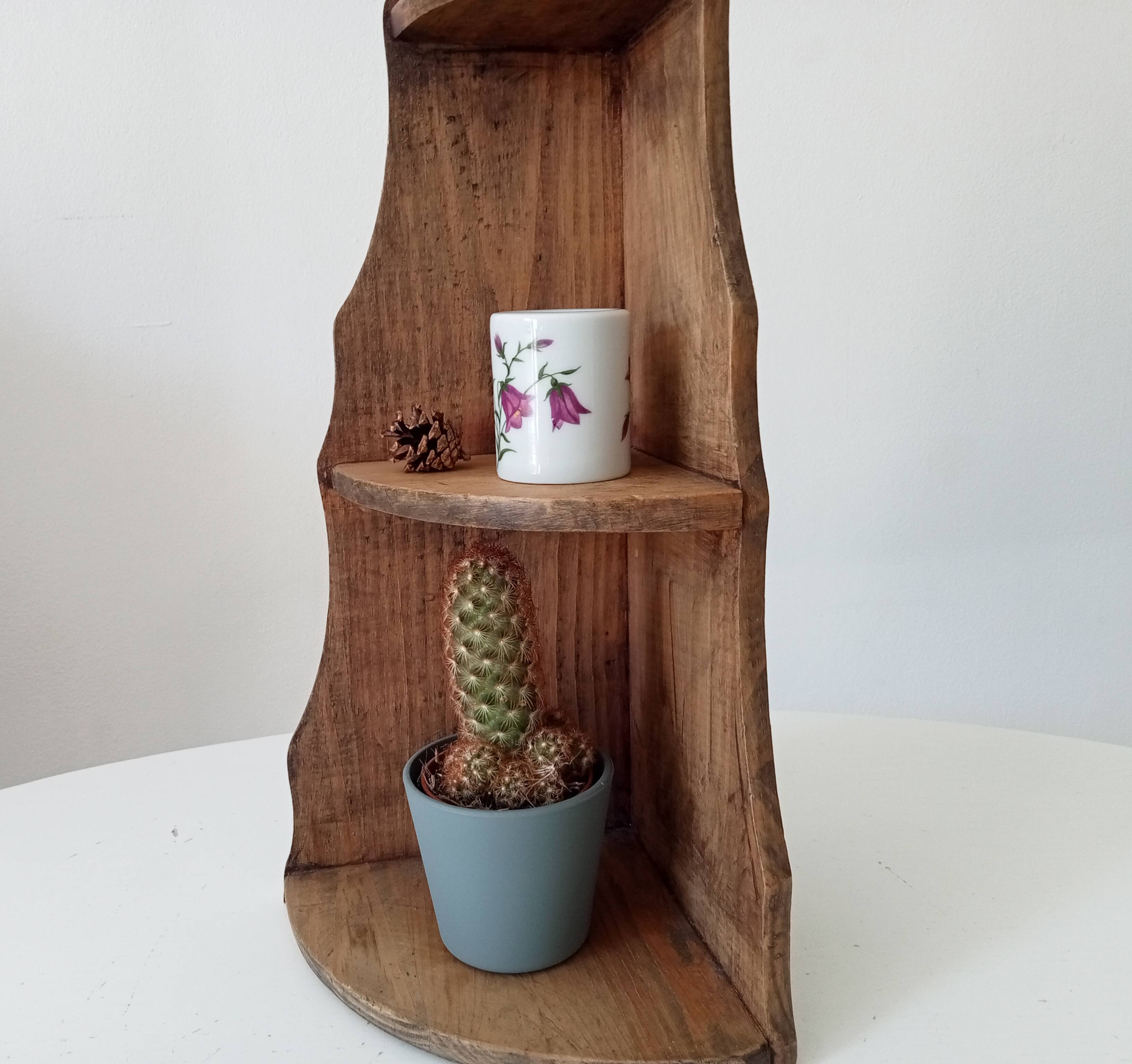 Antique wooden corner wall shelf