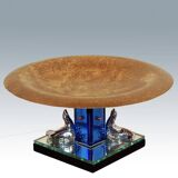 Art Deco Bronze and Stained Glass Centerpiece from Buschi, 1930s