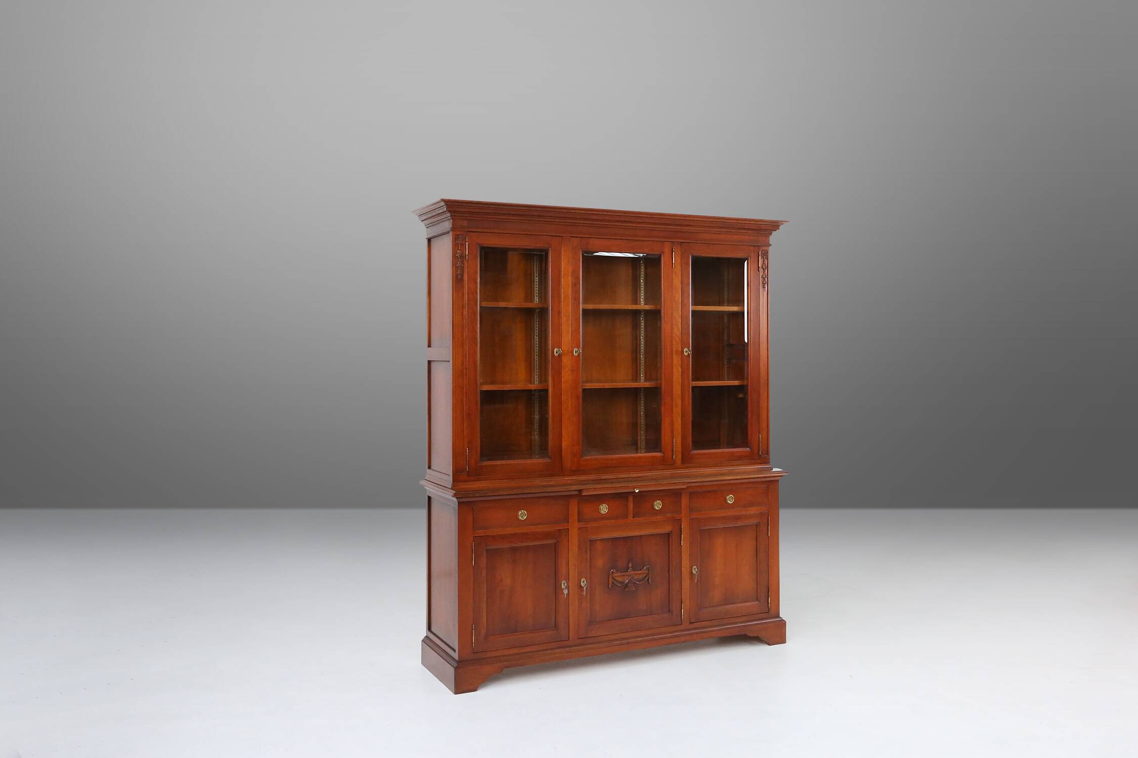English Wooden Bookcase Cabinet, 1950s