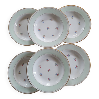 6 opaque porcelain soup plates 1940s