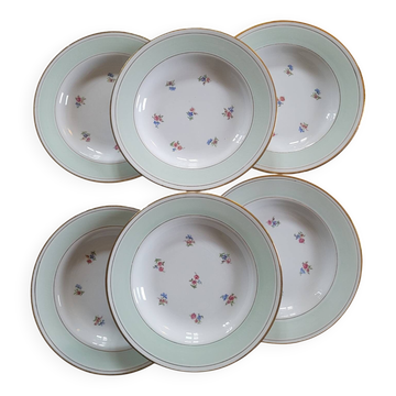6 assiettes creuses porcelaine opaque 40's