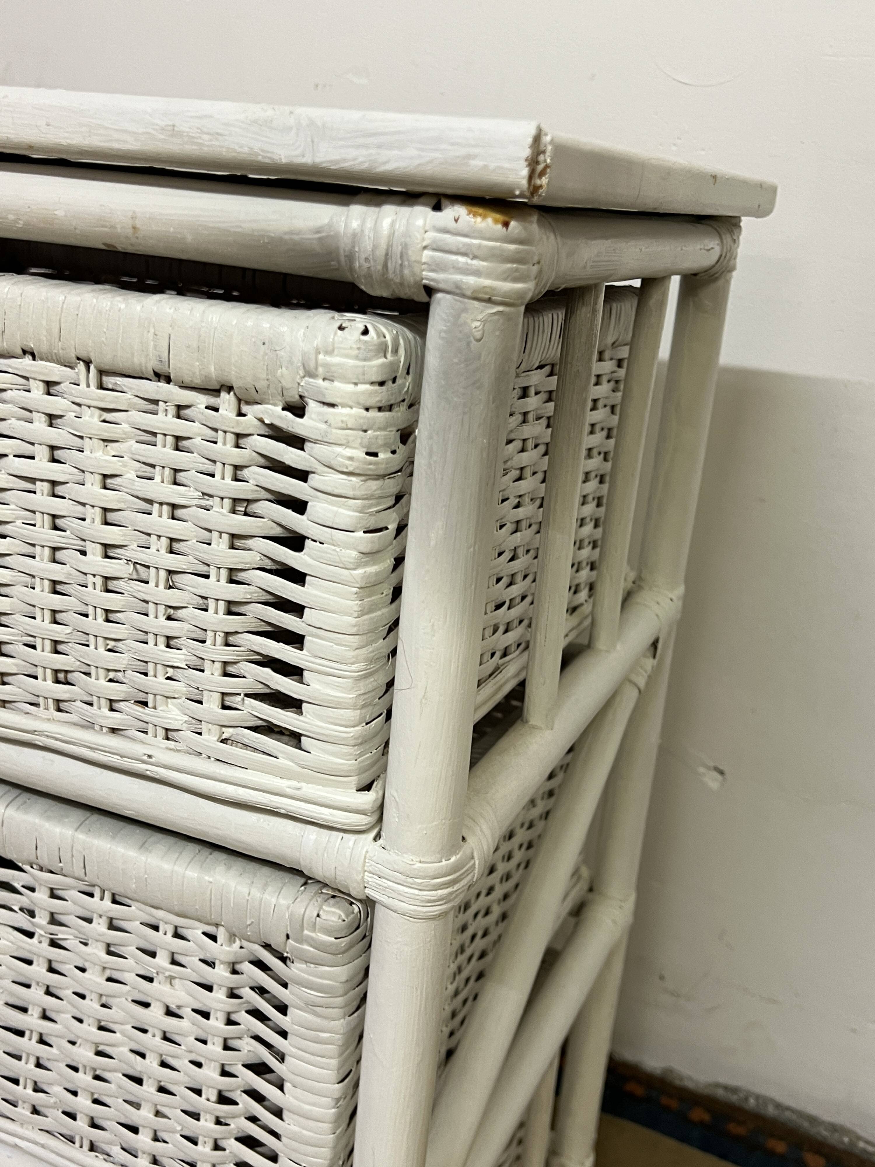 Vintage rattan storage unit, 3 drawers