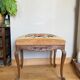 19th century Regency footrest with floral bouquet tapestry made with cross stitch