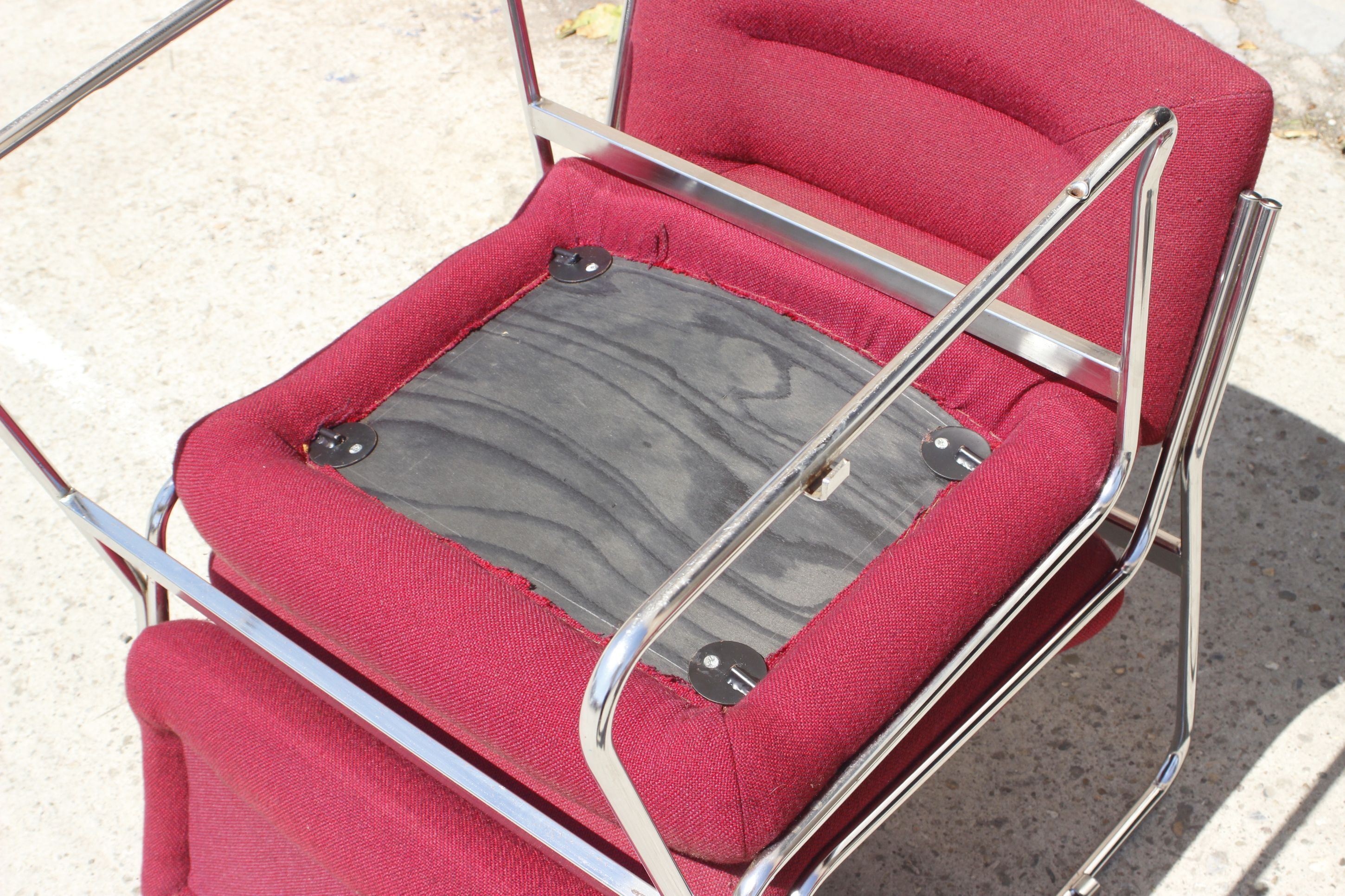 Space Age Chairs in Chrome and Velvet, 1970s, Set of 4
