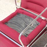 Space Age Chairs in Chrome and Velvet, 1970s, Set of 4