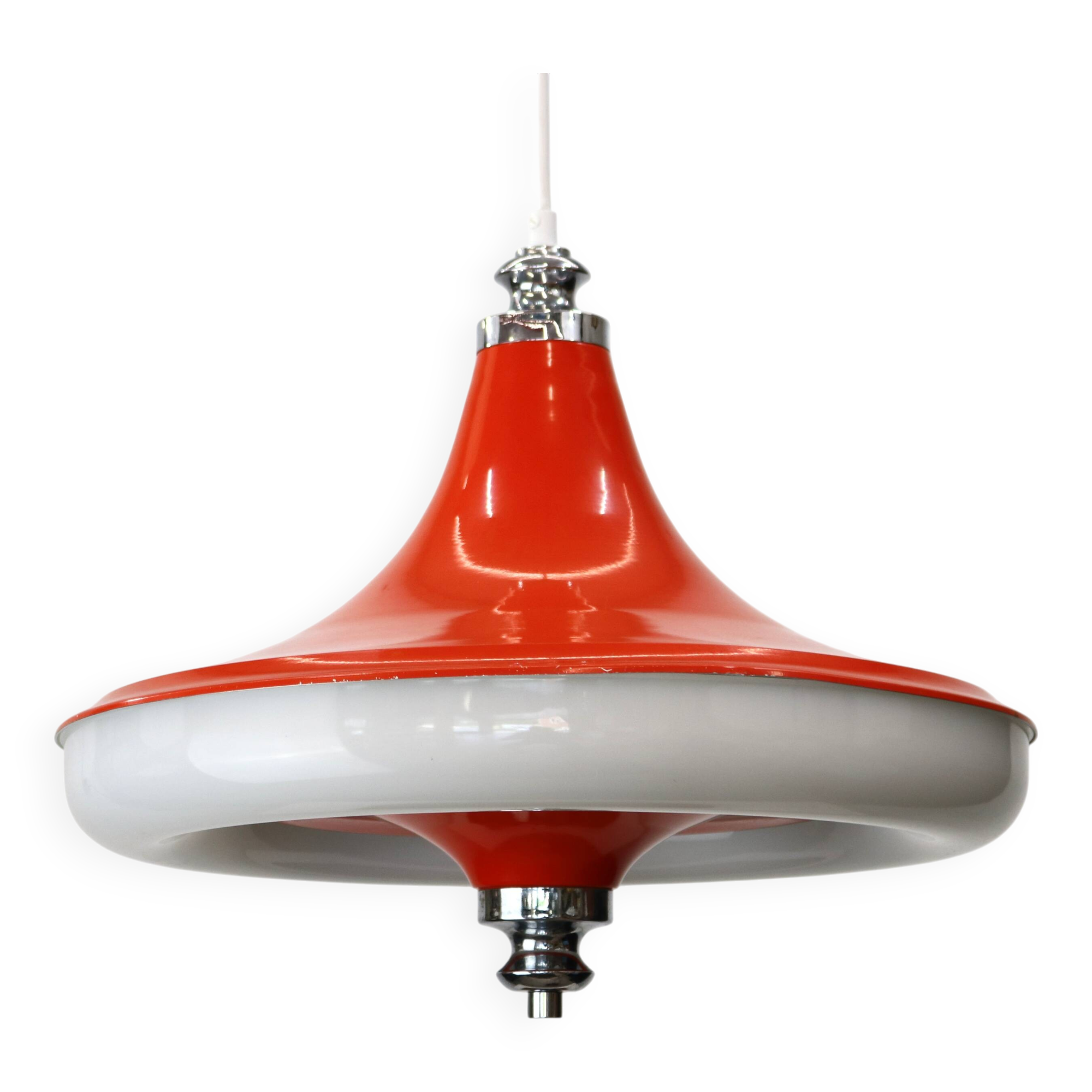 Lampe vintage de Massive Belgium, couleur orange/blanc/chrome - Belgique 1977