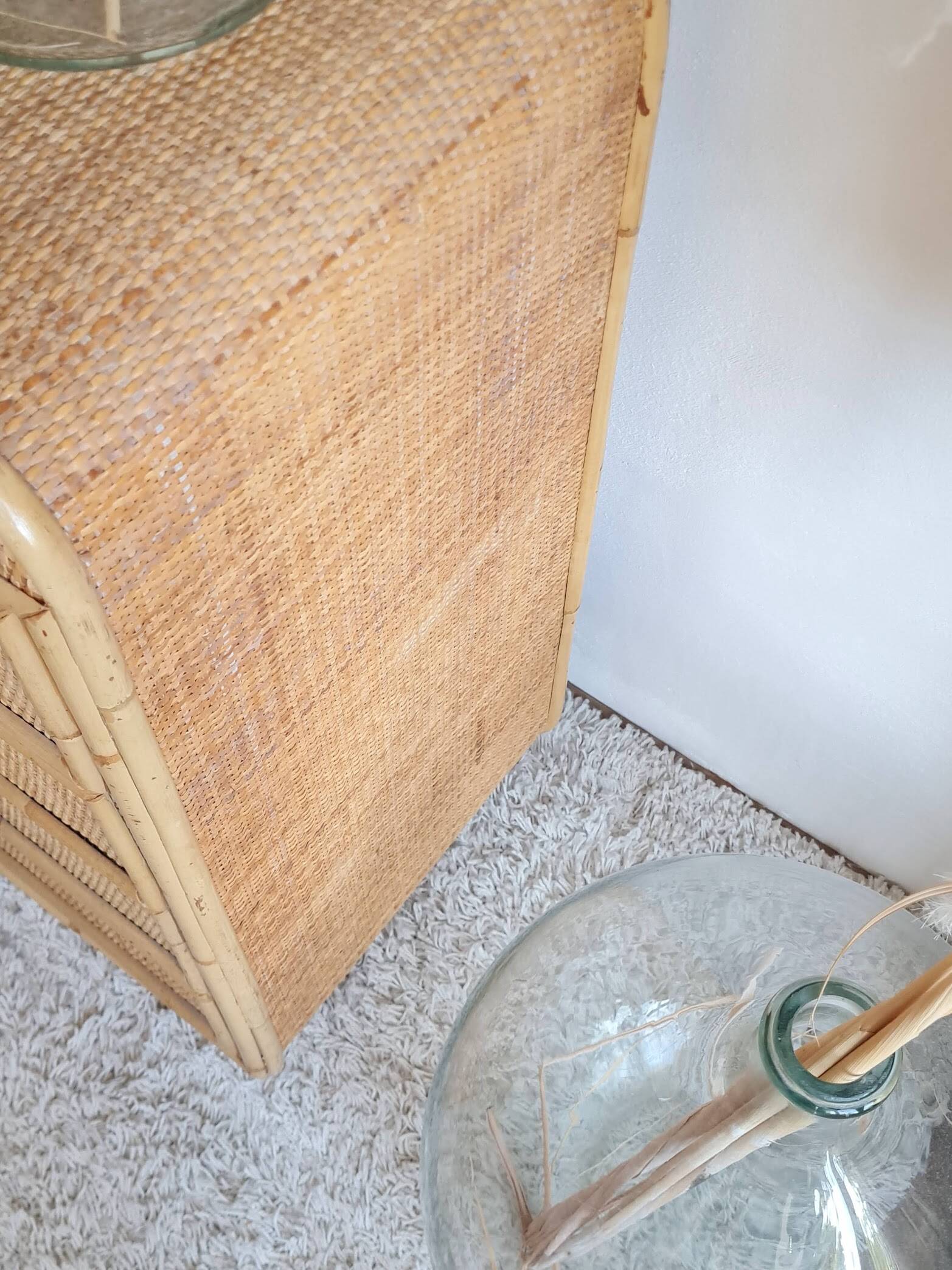 Vintage rattan chest of drawers