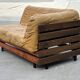 Mid-Century living room sofa in cognac , small model design