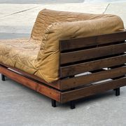Mid-Century living room sofa in cognac , small model design