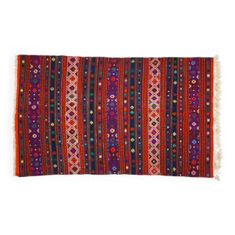 Tapis Kilim Vintage à Rayures – Artisanat Anatolien Authentique