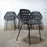 Set of 4 chairs model "Coquillage" by Pierre Guariche for Meurop