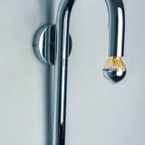 Space-age tubular wall lamp, chromed metal, Italy, 1970