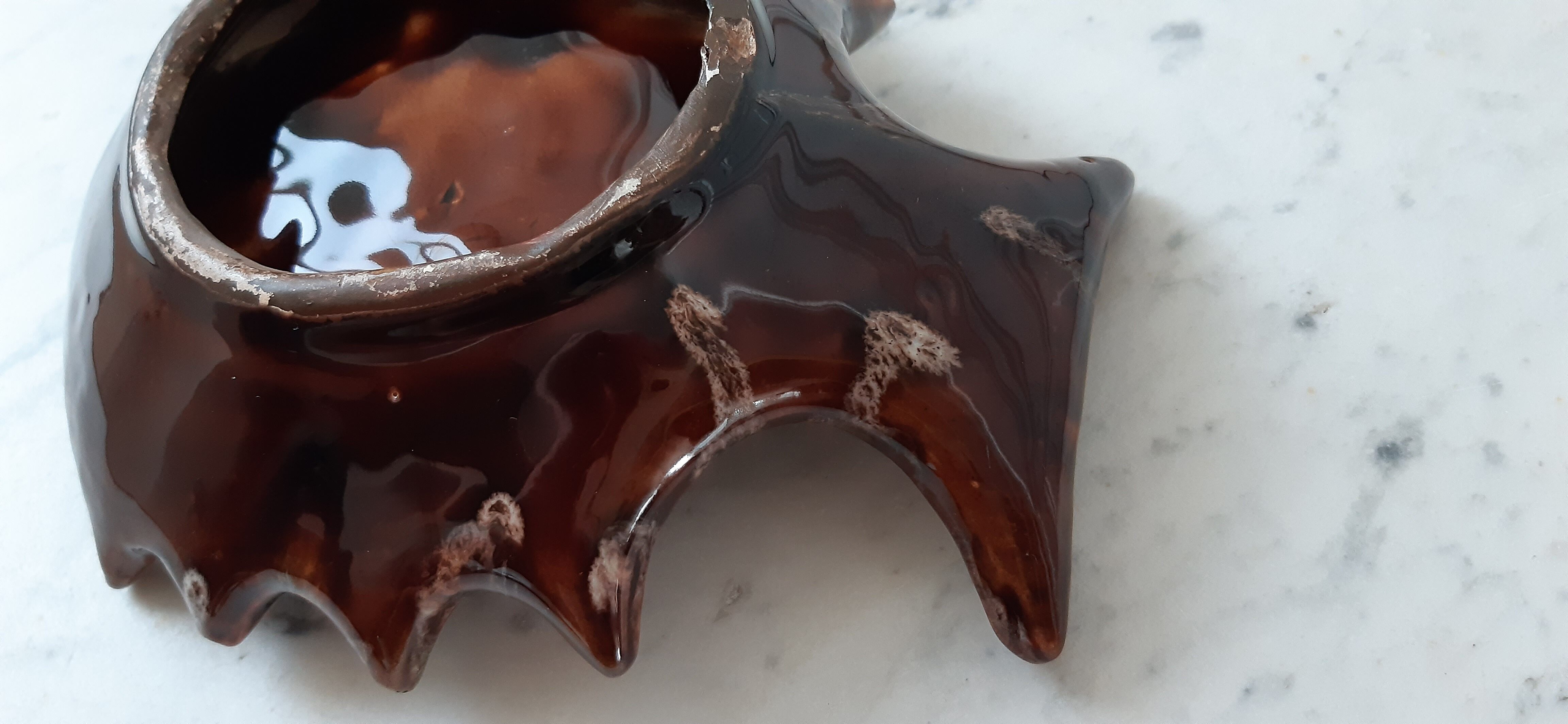 Empty ceramic fish bag Vallauris 70s