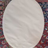 Large oval pink ceramic mirror (76cm) – vintage Italian design