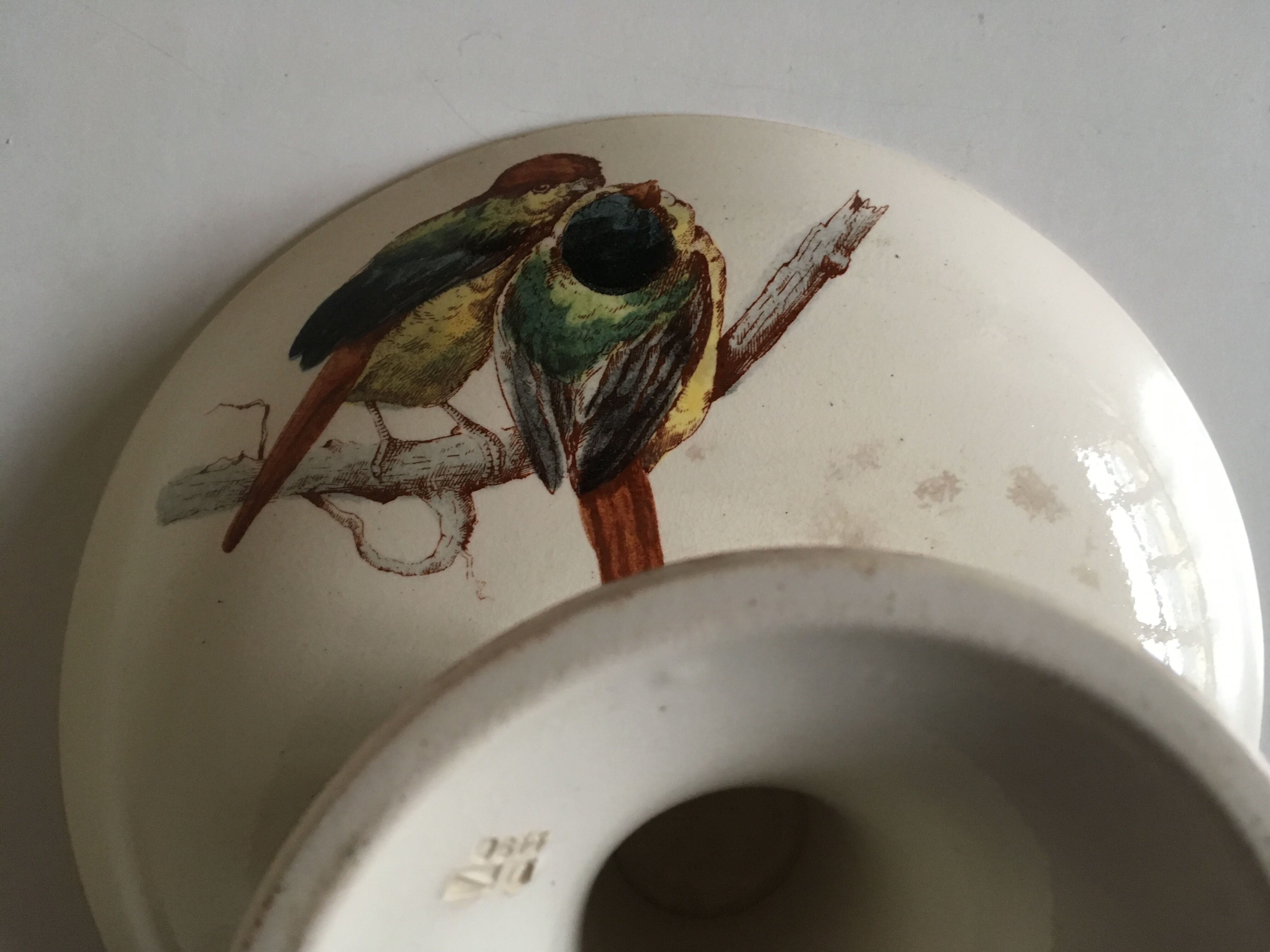 19th iron earth gateling plates, flowers and birds.