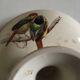 Assiette montée à gateaux en terre de fer 19e fleurs et oiseaux
