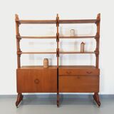 Bookcase modular double shelf vintage teak from the 60s