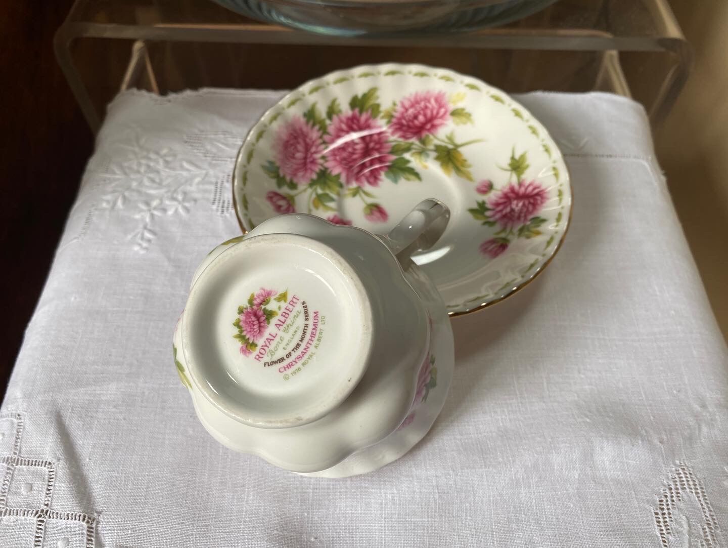 Porcelain cup and sub-cup "November" stamped "Royal Albert"