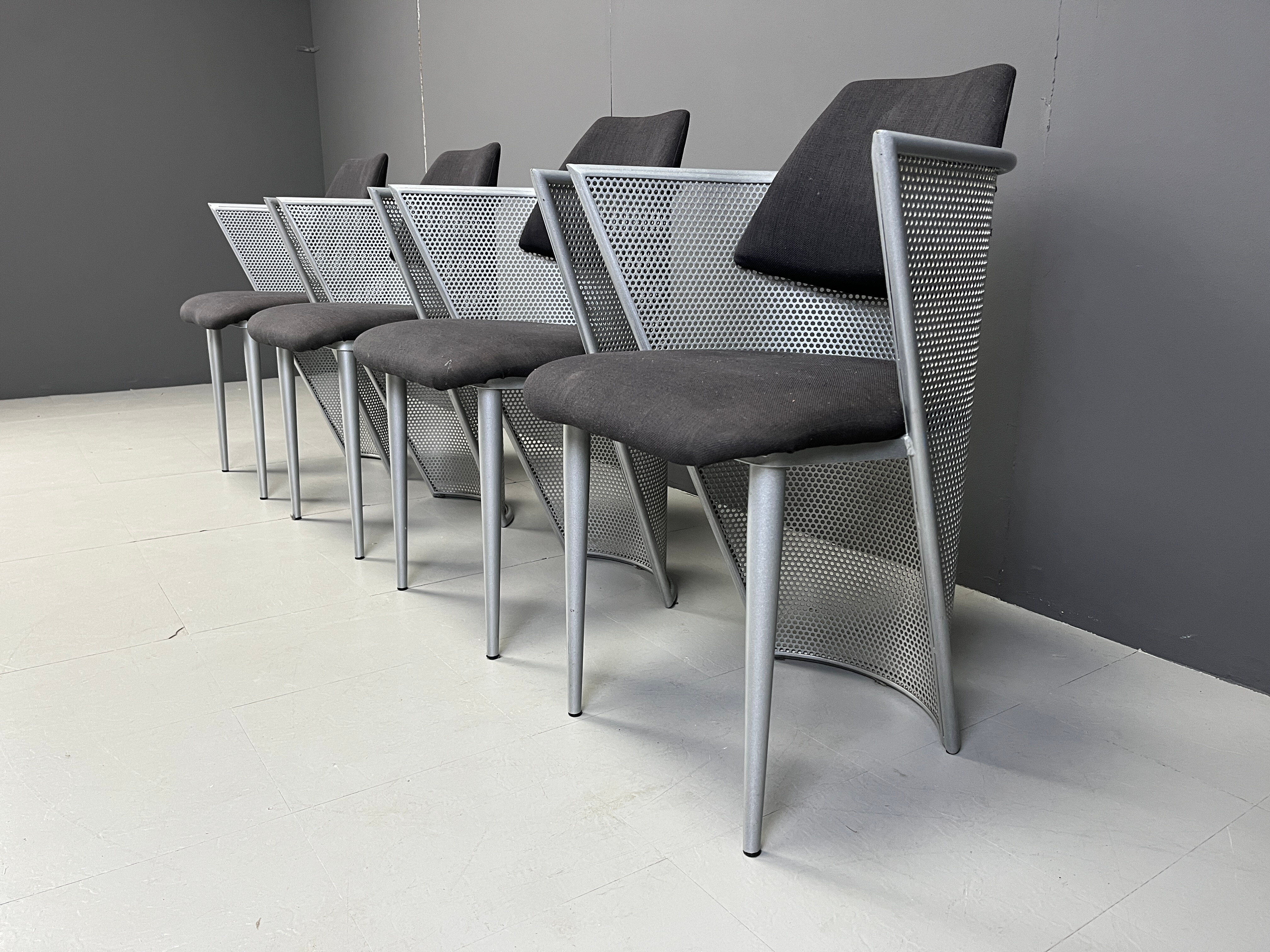Postmodern metal dining chairs, 1980s